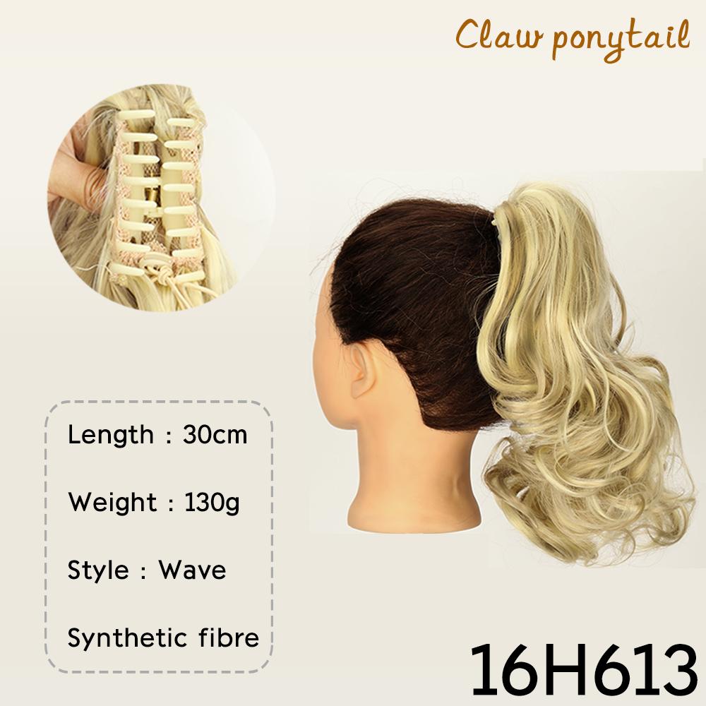 Synthetic Drawstring Ponytail Short Wavy Curly Ponytail Clip In Hair Extensions Natural Looking For Women Daily Use