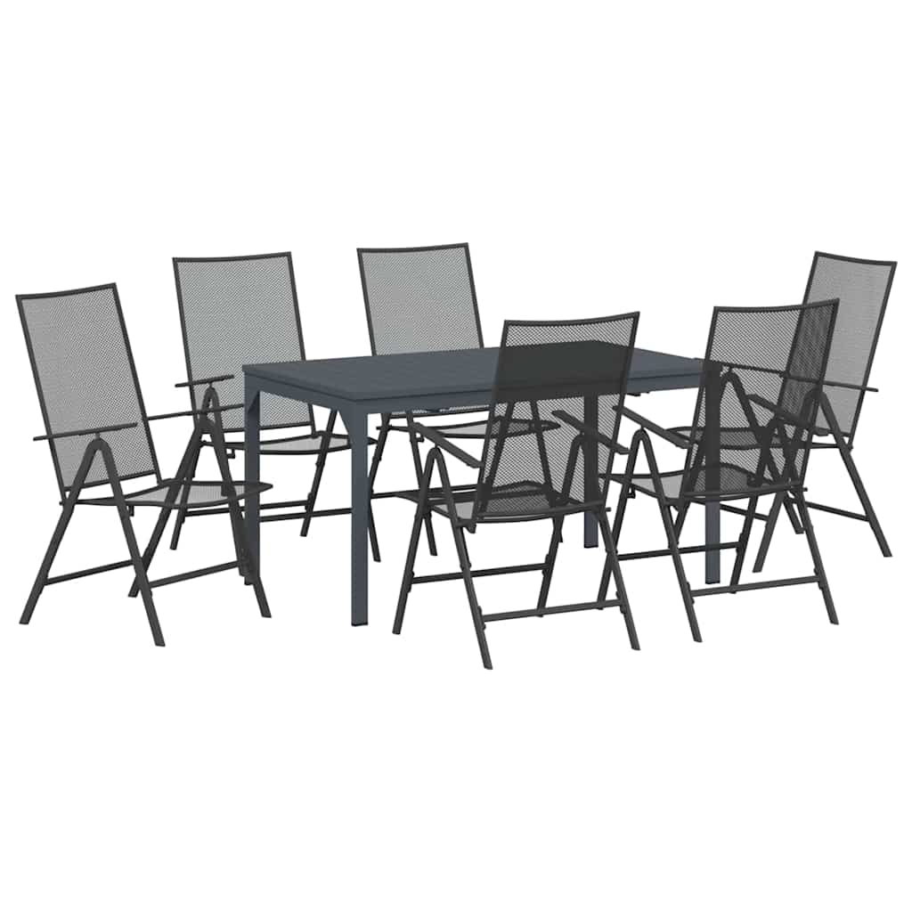 Garden Dining Set 7 pcs Anthracite Powder Coated Steel
