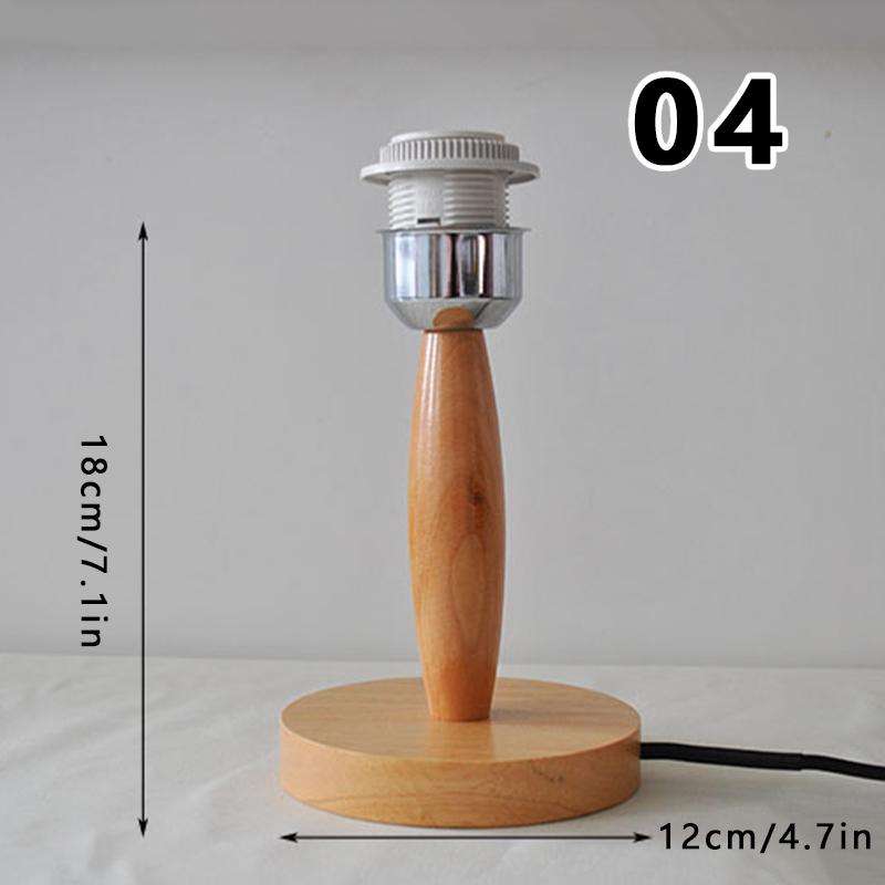 Circular Solid Wooden Base Holder with Cord On Off Switch for Table Lamp,plug In E27 Lamp Bedside Lamp Holder for Home Lighting