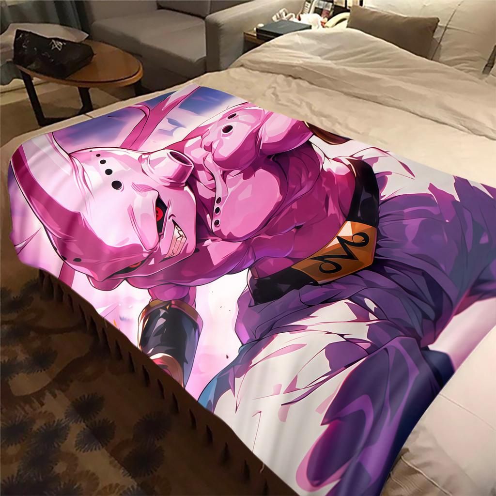 1PC Majin Buu Print Flannel Blanket, High Quality All Seasons, Home Decor, Warmth and Comfort, Perfect for Christmas Gifts