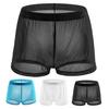 Soutong See Through Men Underpants Solid Color Mesh Yarn Mid Waist Transparent Thin Boxer Underwear for Daily Wear