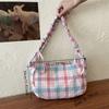 Sweet Pleated Dumpling Bag Large Capacity Women Chic Underarm Bag Cute Lattice Tote Bag  Outdoor