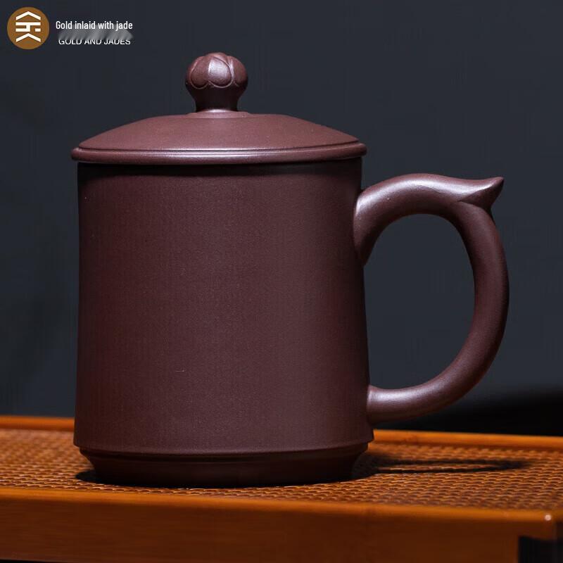 Yixing Zisha Jingwu Teacup with Lid and Handle, 450ml