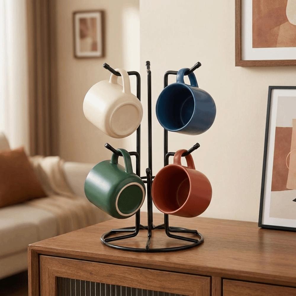 Space Saving Iron Cup Tree Rack Decorative Coffee Cup Holder Mug Drying Rack  Cafe Restaurant