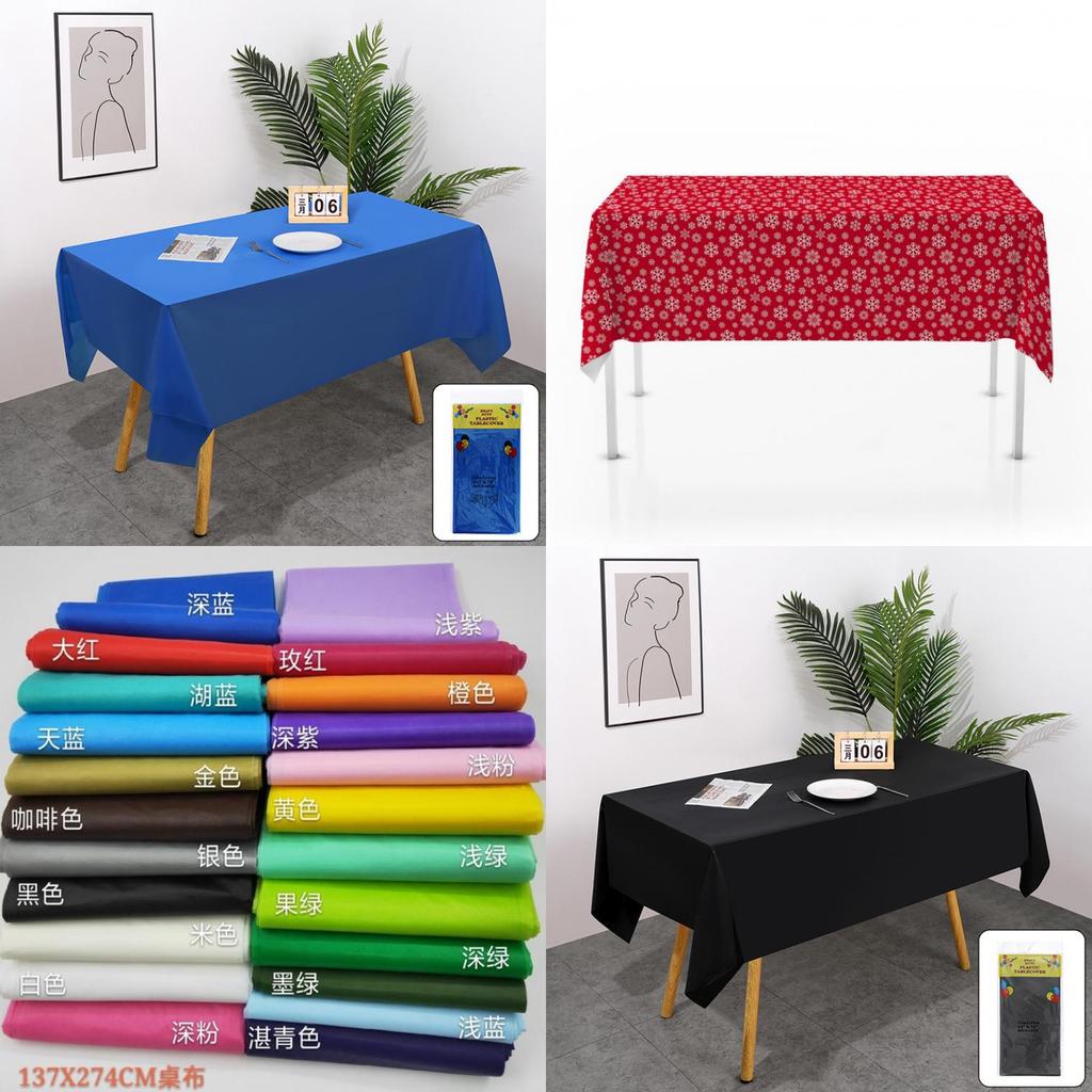 Peva Disposable Solid Color Tablecloth With Dustproof And Oilproof Features For Party And Home Use