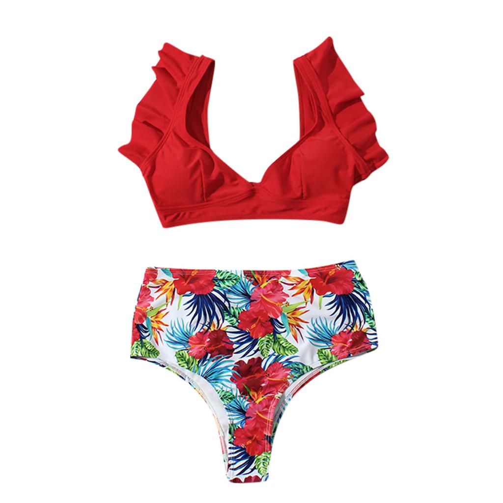 Women High Waist Bikini Push Up Bikinis Print Swimsuit Female Beachwear Swimwear