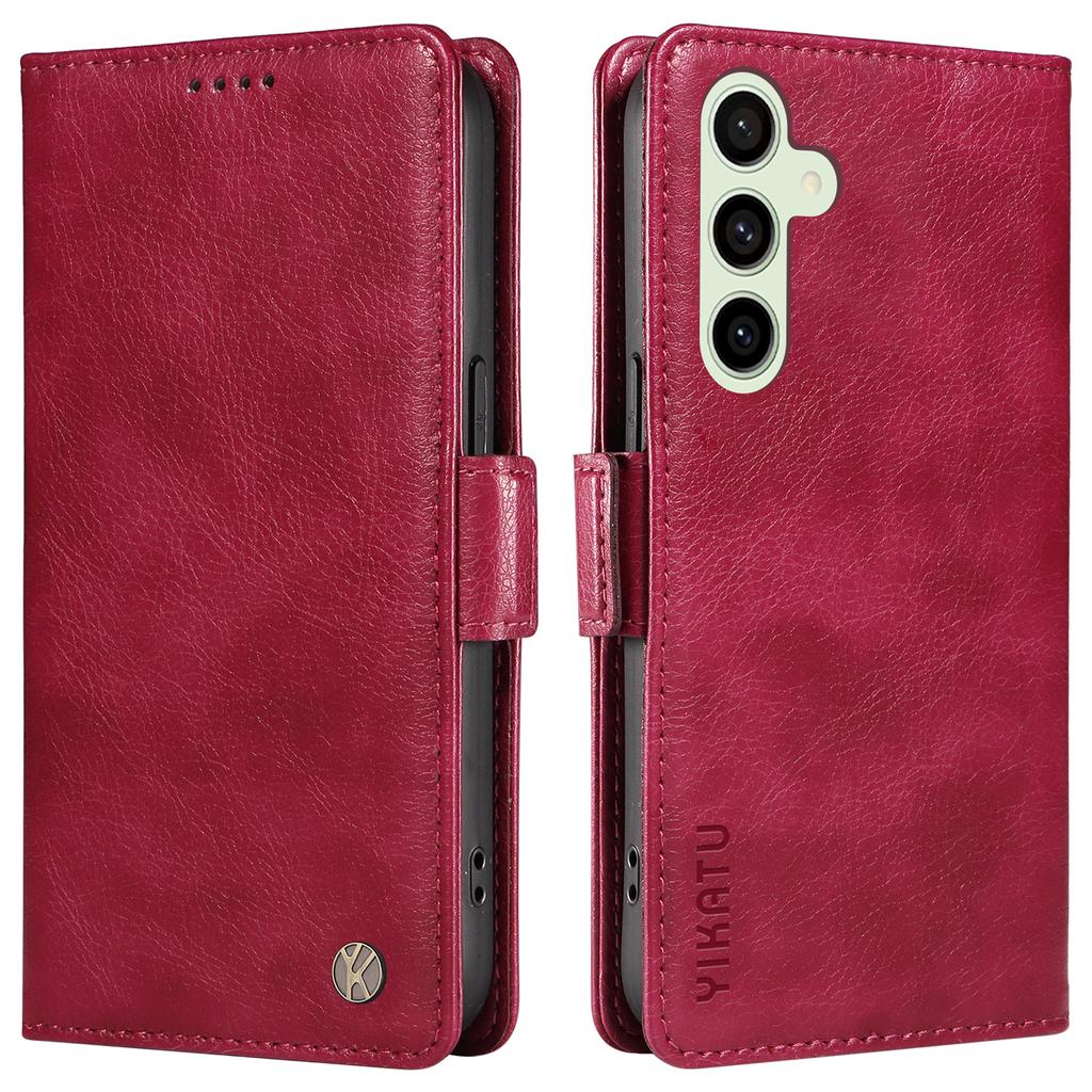 YIKATU YK-007 For Samsung Galaxy S24 FE Phone Case Litchi Texture PU Leather Wallet Cover