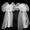 1Pair White High-quality Silk Ribbon Romantic Pearl Bud Party Decor Supplies Wedding Car Decoration Lace Flowers Chair Bow Tie