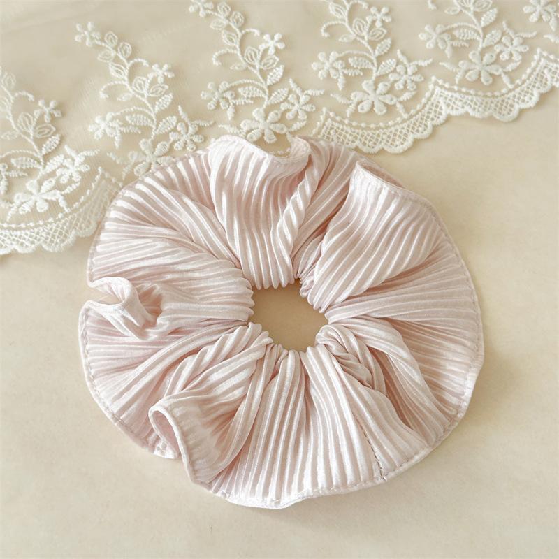 Modern Pleated Hair Accessory With Subtle Metallic Sheen Provides Refined Texture And Elevated Style For Daily Hair Management Pink Pleated Ruffle