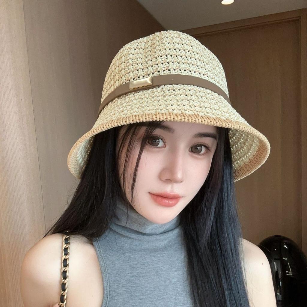 Breathable Sunshade Bucket Hat Women's Summer Temperament Bucket Hat Contrasting Colors Fashionable Foldable Sunscreen Basin Hat