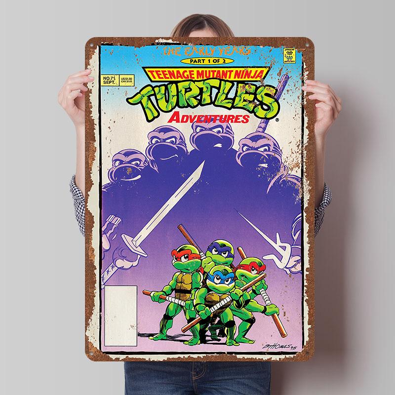 TMNT Tinplate Posters Customizable Wall Art Retro Vintage Metal Tin Signs for Bedroom Decoration Gaming Home Decor Accessories