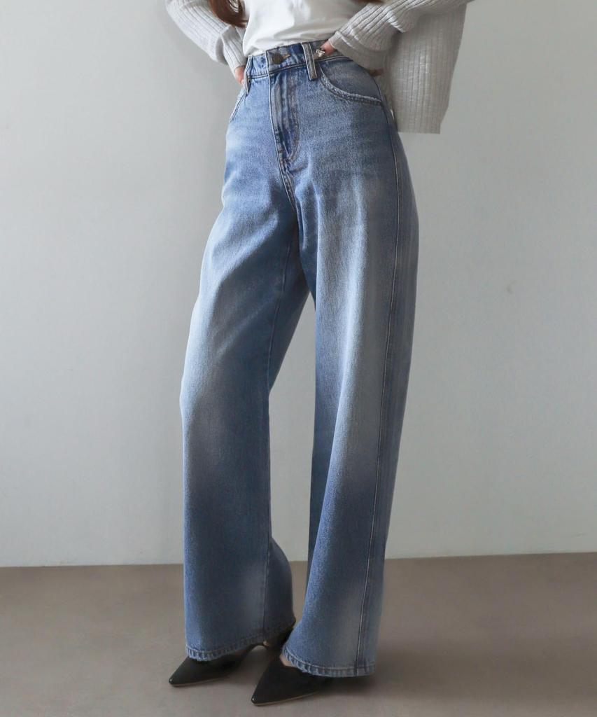 WEGO Straight Denim Everyday Light Denim Pants, Trousers, Bottoms, Denim, Simple, Wear, Year-Round, Women's, Gift, Present, Winter/Spring, Classic,