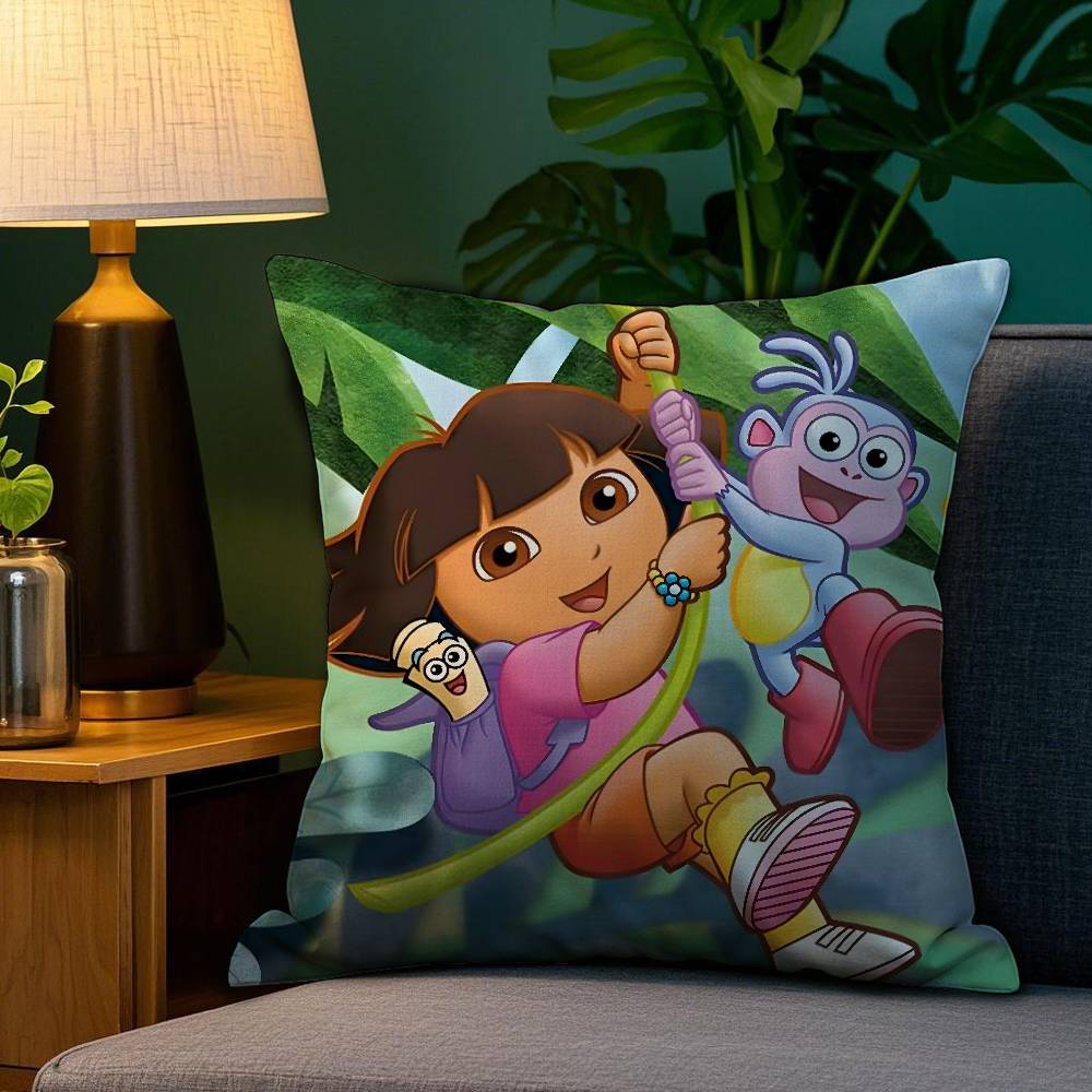 Cute D-Dora Pillow Case Plush Linen Soft Double Sided Printed Design Throw Cushion Decorative Home