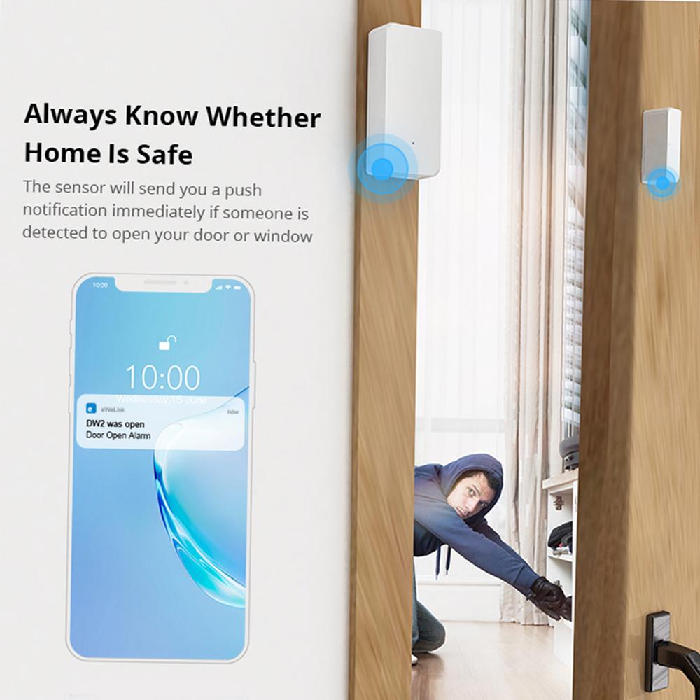 SONOFF DW2 Wi Fi Wireless Door and Window Sensor with Phone Notification Home Security Motion Sensor Burglar Alarm