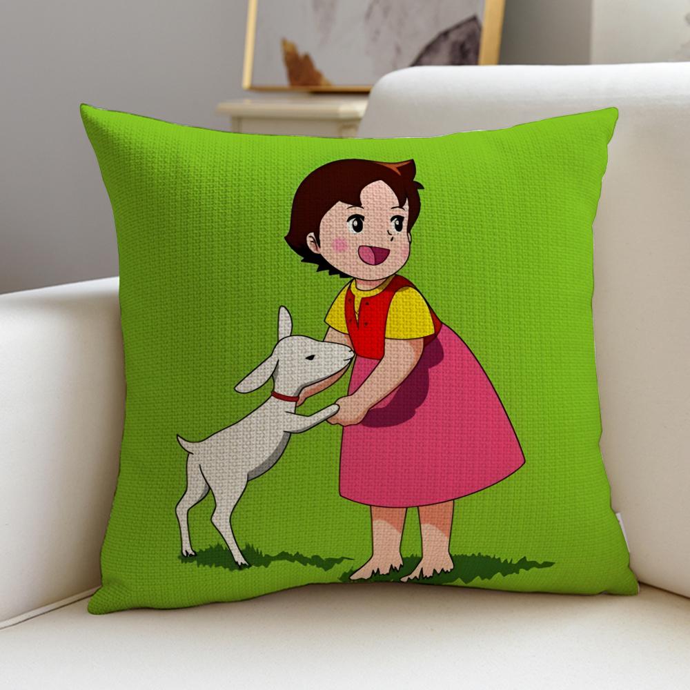 HHeidi Girl of the AlpsS Cushion Cover Breathable and skinfriendly linen pillowcase square removable and washable cushion