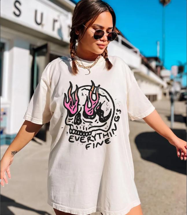 Skeleton Everything is Fine Unisex T-shirt S-5XL XL