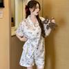 Sweet Girl Ice Silk Pajamas Women'S Summer Short-Sleeved Shorts Loungewear Two-Piece Set