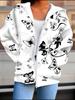 Flower 3D Printed Hooded Cardigan Plus Size Autumn Winter Retro