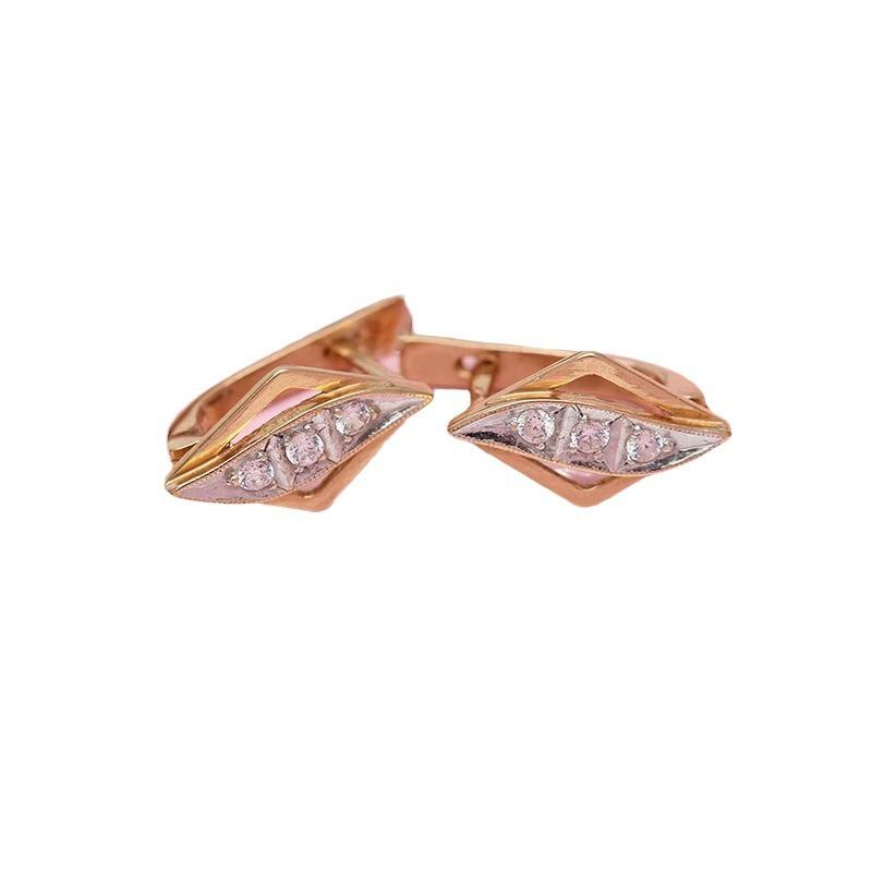 Exquisite Russian Purple Gold Single-Row Earrings Classic Gold Diamond Earrings Rose Gold Plated Zircon Earrings
