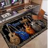 Music Guitar Theme Soft Crystal Velvet Rug Custom Name & Text Print Non Slip Floor Rug for Bedroom Living Room