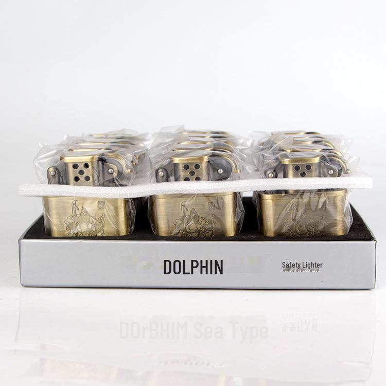 "HY-303 Dolphin Metal Inflatable Flame Lighter - Creative High-End Gift"