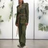 adidas X Ivy Park Collaboration Ss23 Elastic Waist Belt Single-Breasted Fitted Blazer Women Blazers Military-Green IL8882
