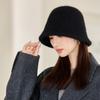 Autumn and Winter Hat Women's Solid Color Knitted Wool Hat Fleece Warm Bucket Hat Bucket Hat