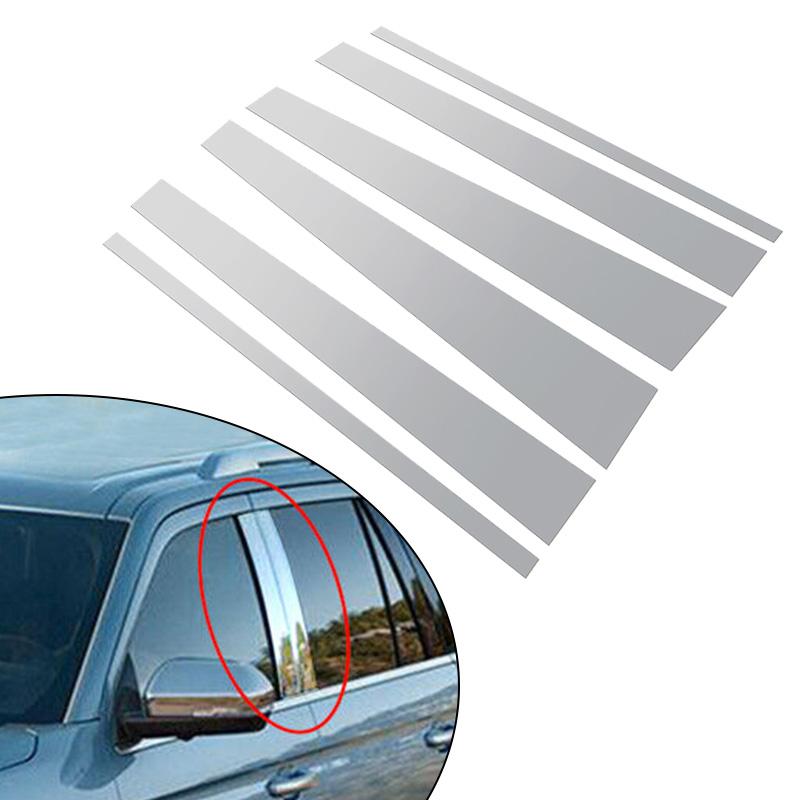 6Pcs Chrome Window Pillar Posts Trim Cover Door Silver Exterior Stickers Decal For Lincoln Navigator Ford Expedition 1997-2017