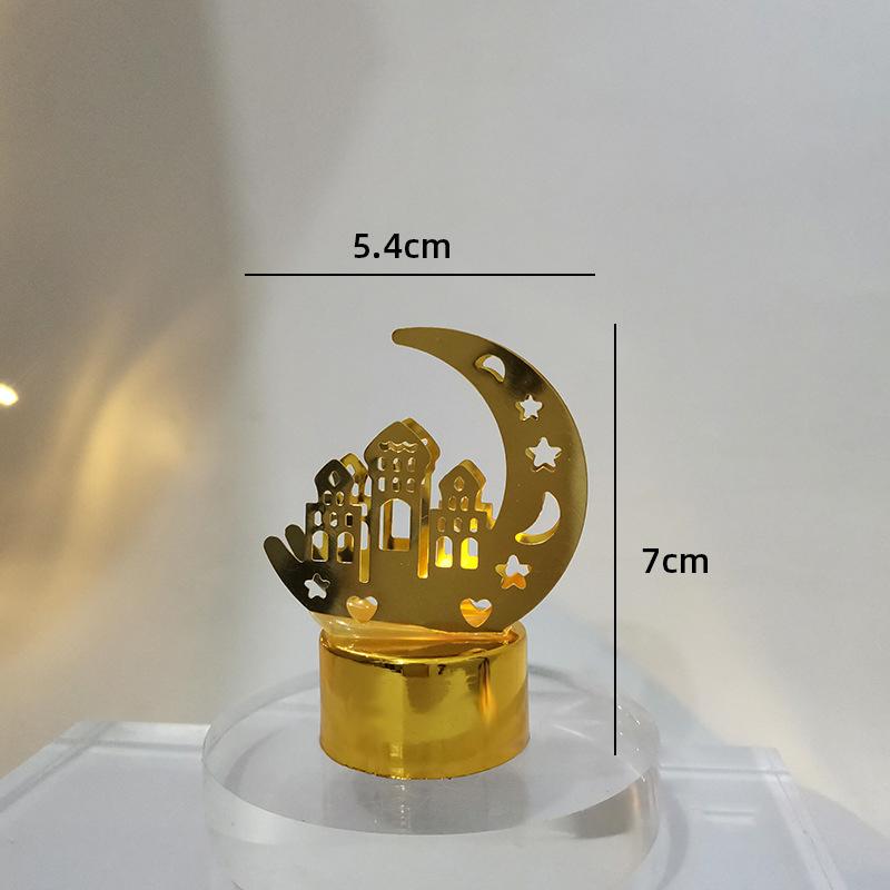 Islamische Ramadan Lampendekorationen 2026 Muslimischer Halbmond Kerze LED Lampe Stern und Mond Laternen Desktop Partyzubehör Muslimisches Geschenk