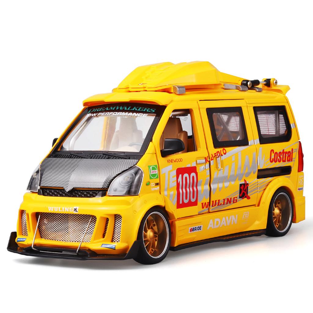 1/24 Scale Wuling Hongguang Modified Version Van Diecast Alloy Car Model for Boys  Kids Toy Vehicles Sound Light Gift Boy Girl Friend