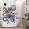 Colorful Octopus Shower Curtain Ink Painting Japanese Kanagawa Kraken Black Dots Design for Bathroom Decor Fabric Polyester