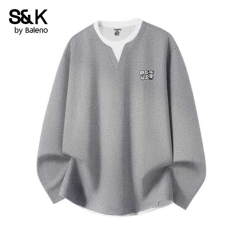 Baleno Men s Faux Two-Piece Waffle Long Sleeve T-Shirt 3XL