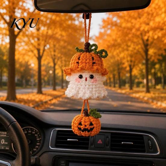 Halloween Gift Ornament Decoration Handmade Crochet Ghost Keychain, Cute Plush Animal Charm for Bags Fashionable Key Keys, Spooky Festive Knitted with