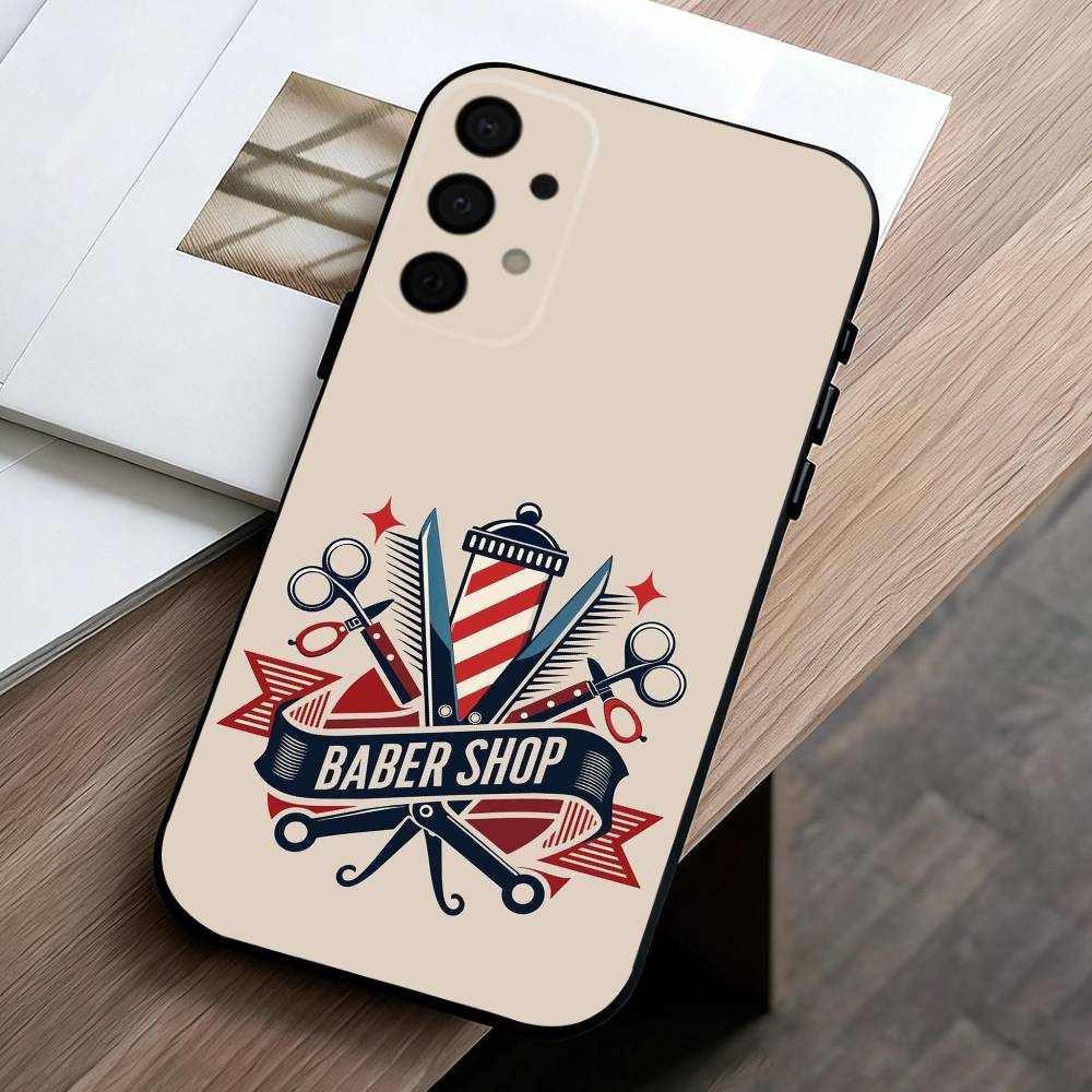 Barber Shop H-Hair Stylist Salon ART Phone Case For Samsung Galaxy A73,A72,A71,A70,A53,A52,A51,Soft Silicone Black Cover