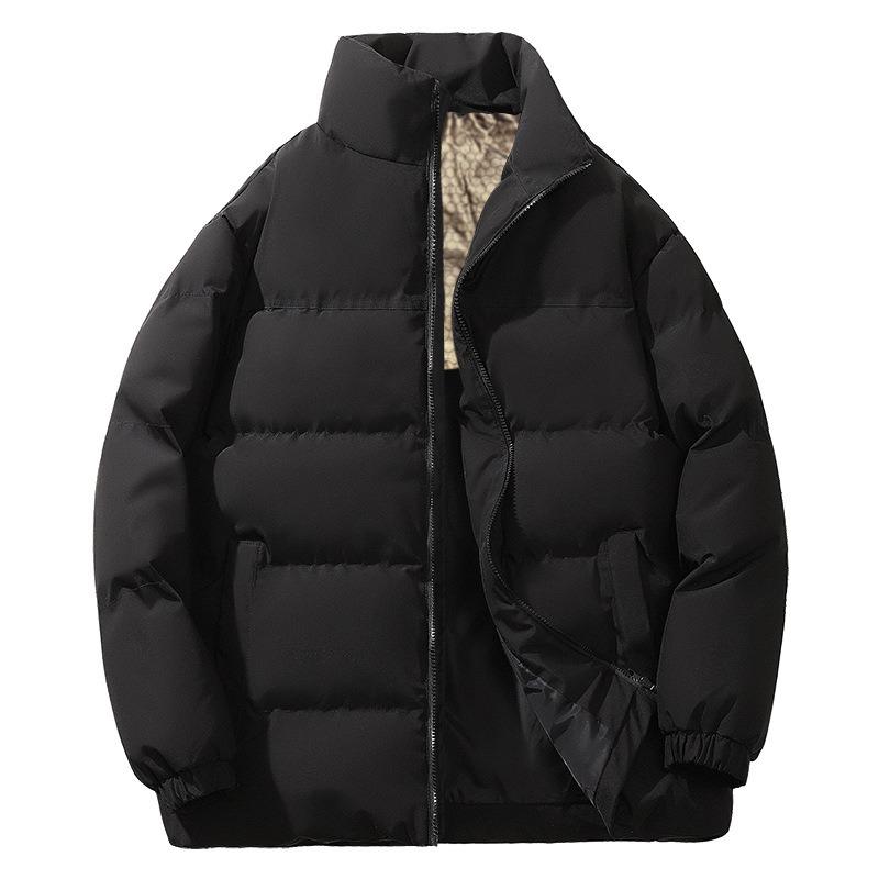 Winter Color Matching Cotton Clothes Men's Graphene Warm Thickened Bread Clothes Trendy Versatile Stand-up Collar Jacket