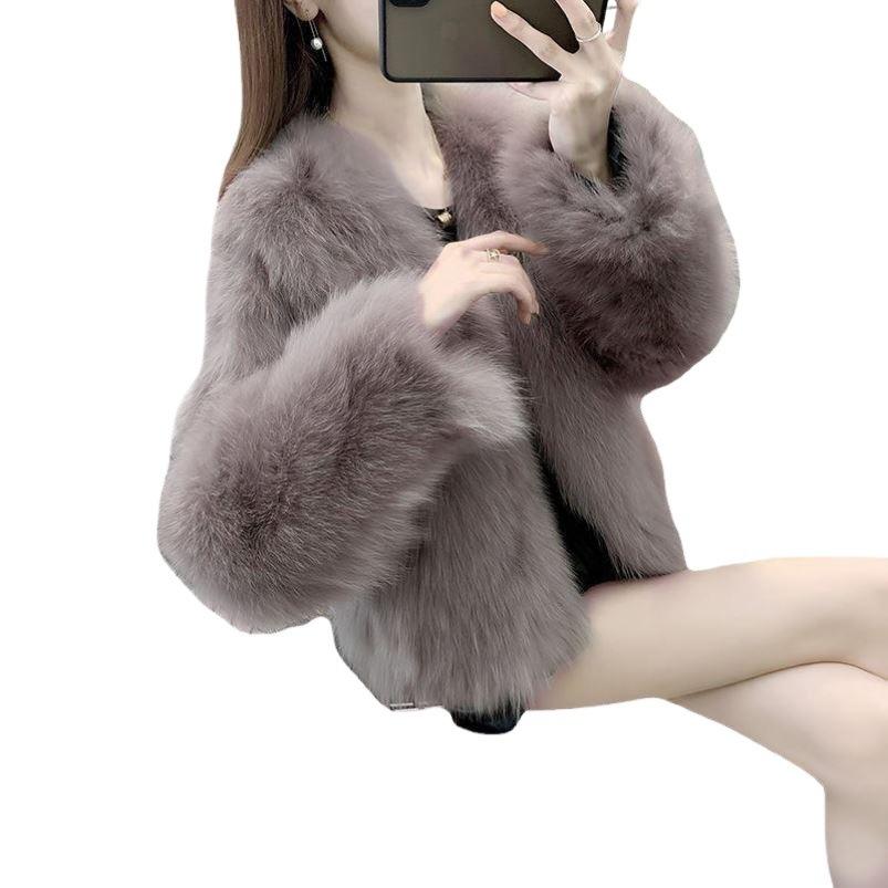 Winter fox hair imitation fur jacket short young fur coat female Korean version looks thin and trendy