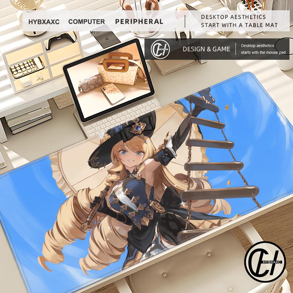 Genshin Clorinde Navia Mouse Pad Genshin Impact Large XXL Mousepad Computer Keyboard Padding Anime Gaming Accessories Desk Mat