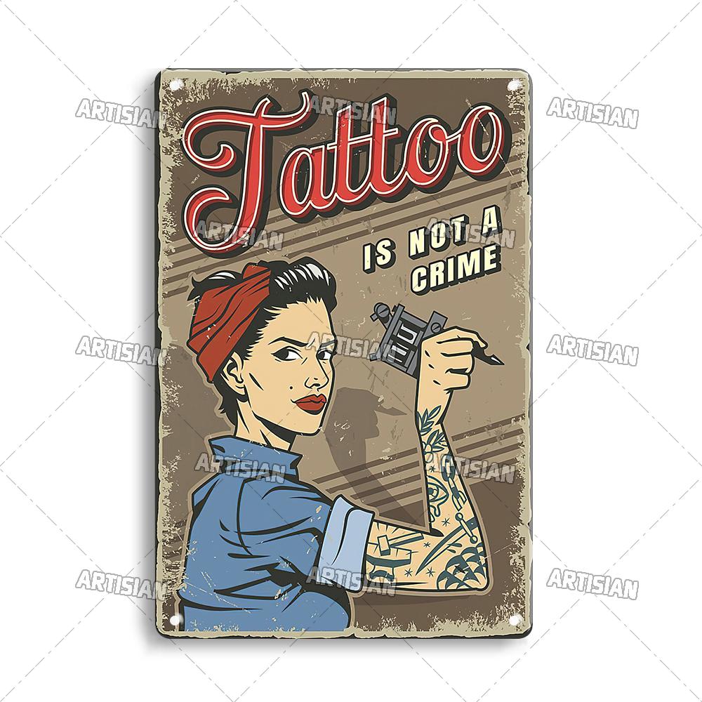 Artisian Tattoo Retro Metal Poster Job Tin Plaque Hobby Decorative Plate Wall Decor Garage Bar Pub Club Hotel Cafe Kitchen Home