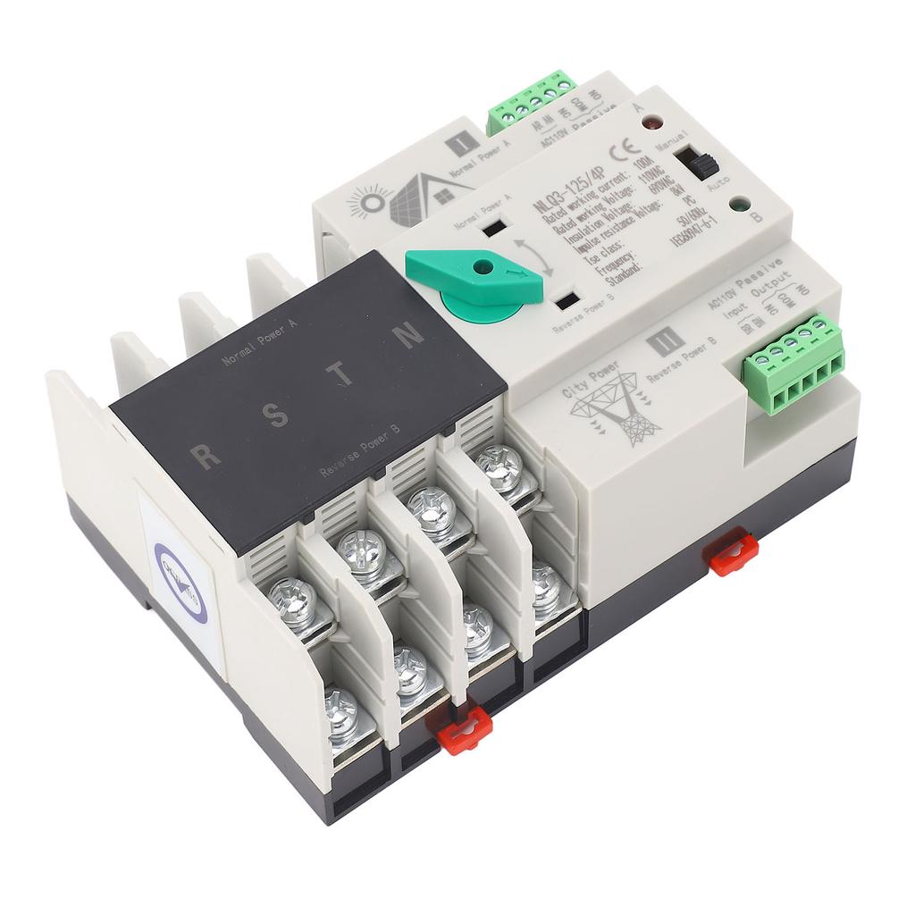 Dual Power Automatic Transfer Switch 4P Millisecond Switching Back Up Power Transfer Switch 110VAC