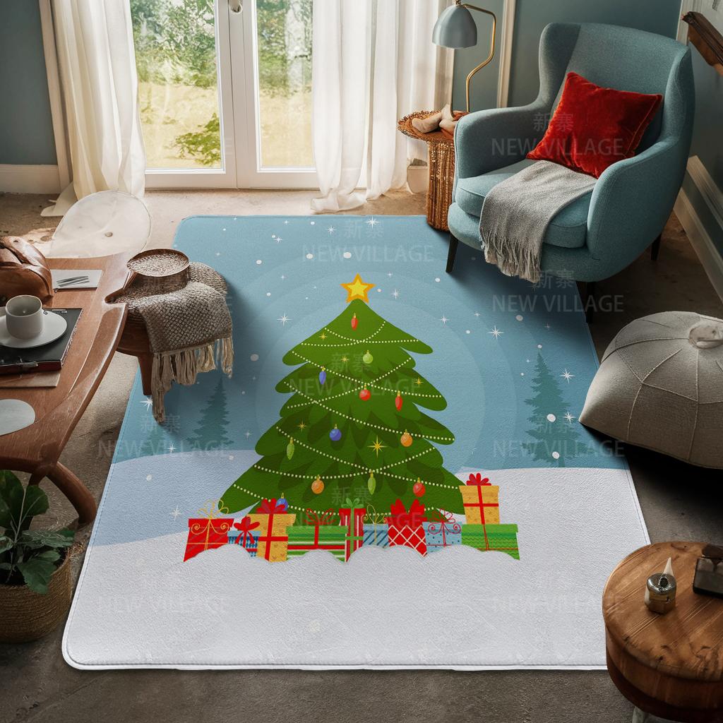 House Entrance Carpet Home Door Mat Living Room Bath Foot Bathroom Non-slip Water Absorption Rugs Bath Merry Christmas Winter