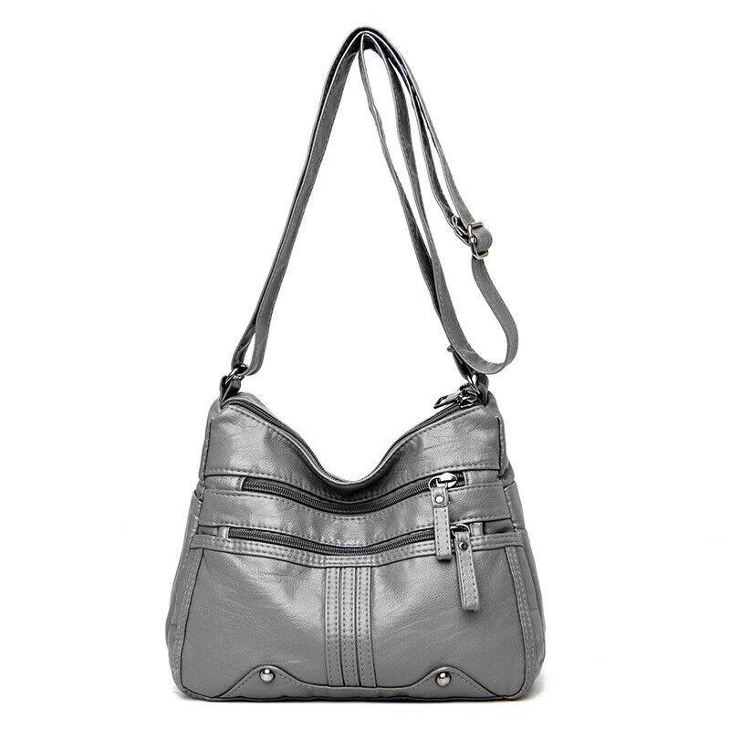 1Pc Women's Shoulder Bag Ladies Multi Pocket PU Messenger Handbag Cross Body Bags
