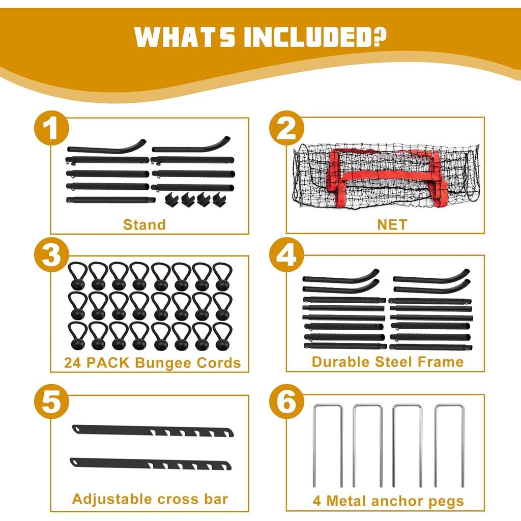 Adjustable 7x4ft Volleyball Net - Multi-Sport Rebounder for Lacrosse/Baseball/Soccer/Tennis, Backyard Hitting & Serving Practice