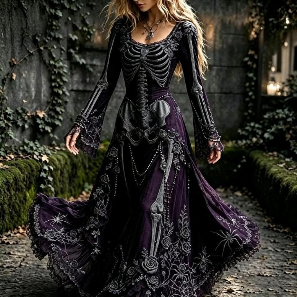 Hot Sale Craft V-Neck Sweet Ladies Halloween Dress Ladies Dress