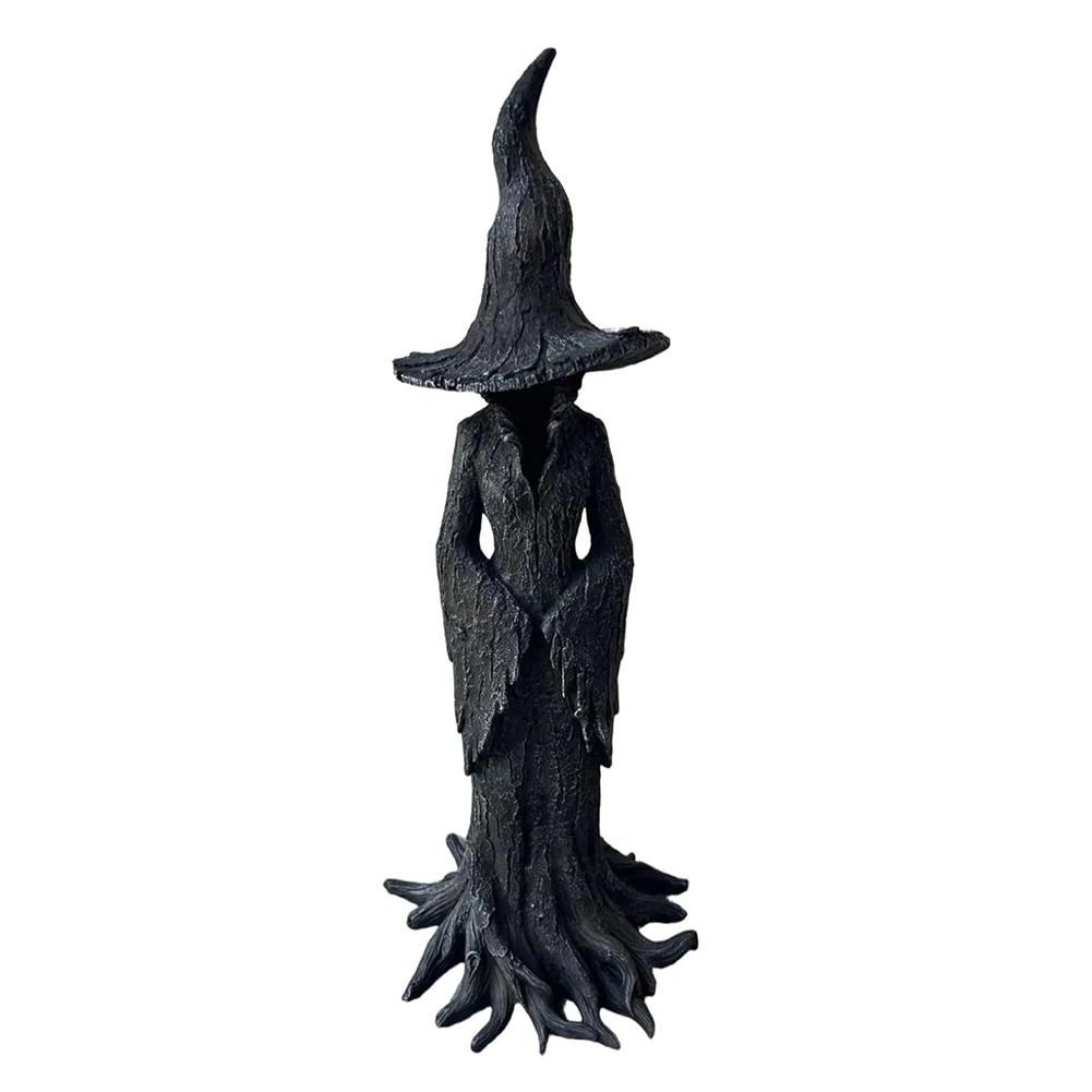 Cracker Barrel Witch Statue Multi-Purpose Halloween Resin Figurine Dark Fantasy Ornament for Desktop Decor Craft