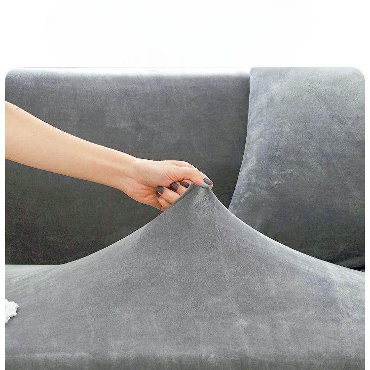 Sofa Cover All-Inclusive Sofa Cover Single Double Three-Seat Gold Velvet Sofa Slipcover Sand Solid Color Elastic Full