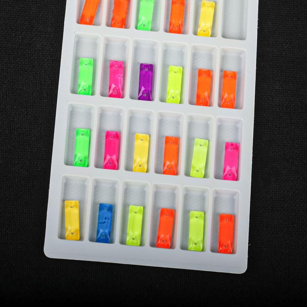 Long Fluorescent Glass Flat Buckle Hand Seam Drill, Double Hole Rhinestone Flat Bottom Drill Diy Accessories Material Package