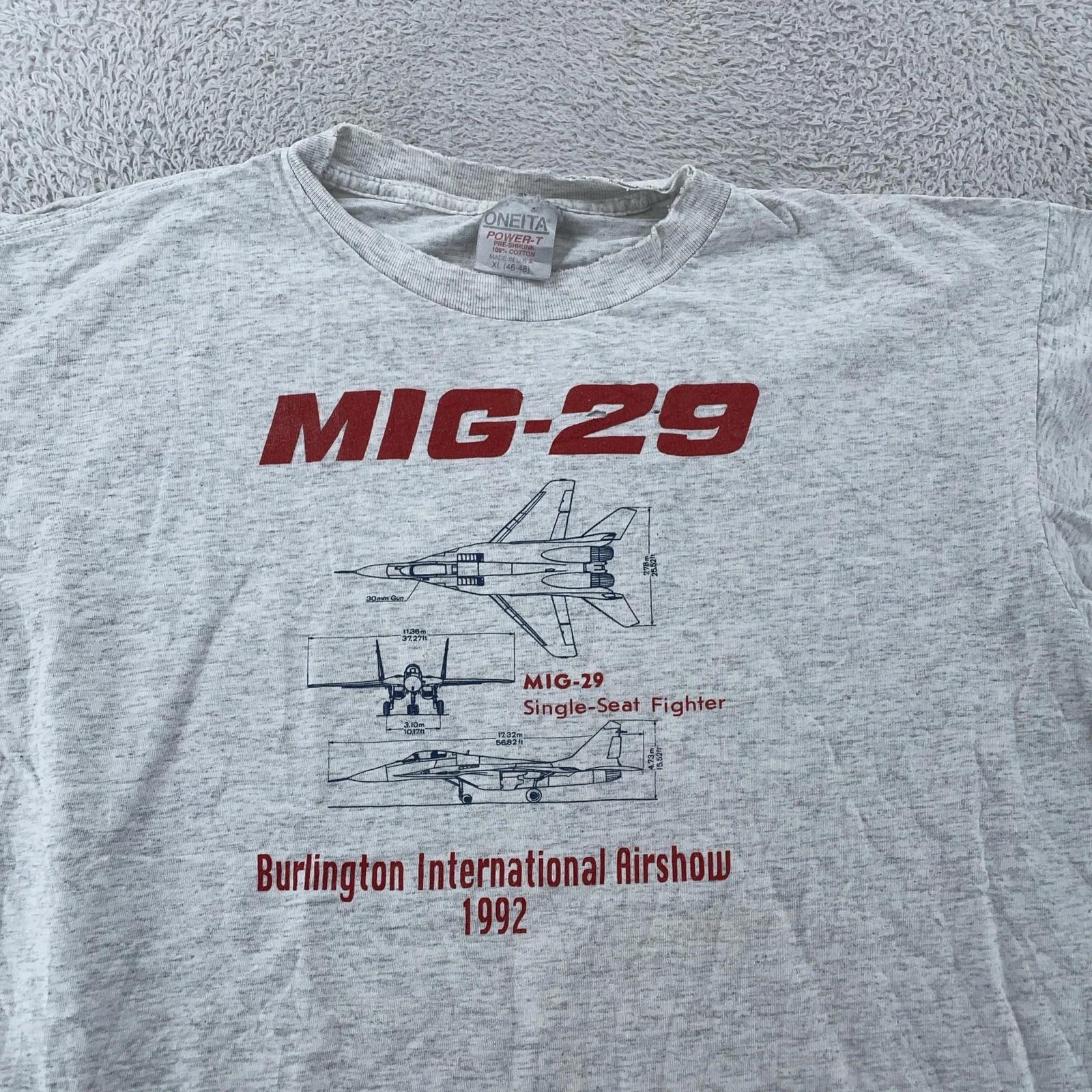 Vintage 90s MIG-29 Fighter Jet T-Shirt Large Burlington Airshow Washington 1992 S
