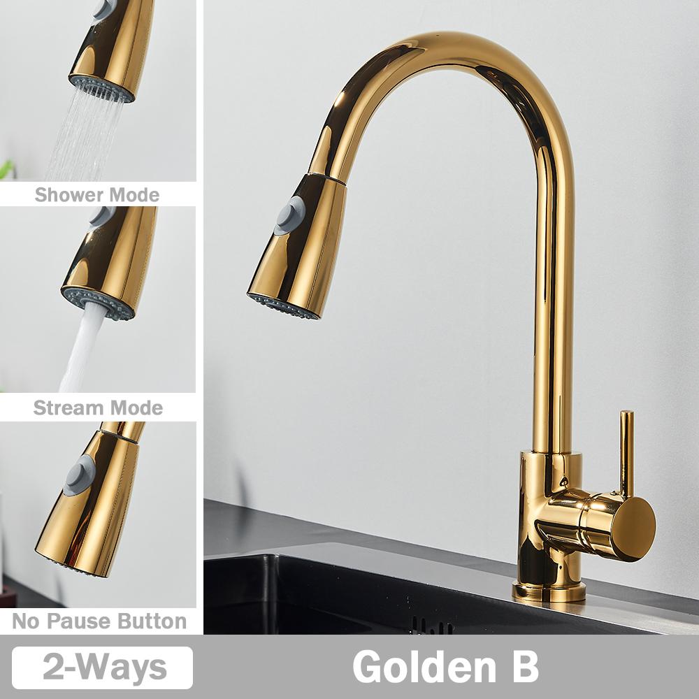 Brushed Nickel Kitchen Faucet Flexible Pull Out Nozzle Kitchen Sink Mixer Tap Stream Sprayer Head Deck Black Hot Cold Water Taps