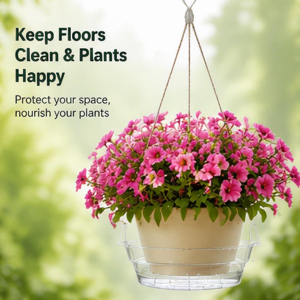 Hanging Basket Water Tray 12 Inch 3 Pack Leakproof Plant Saucer - Quick-Connect Hanging System Drainage Pan for Indoor Outdoor Garden Patio Office
