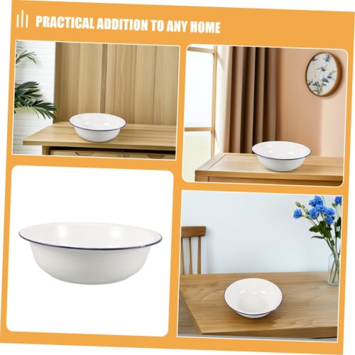 EXQUIMEUBLE Enamel Footbath, Portable Foot Bath, Enamel Bathtub, Wash Basin
